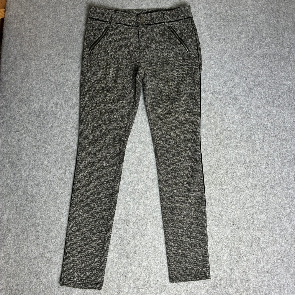 Free People Herringbone Trousers Women 8 Black White Excellent Tuxedo Stripe